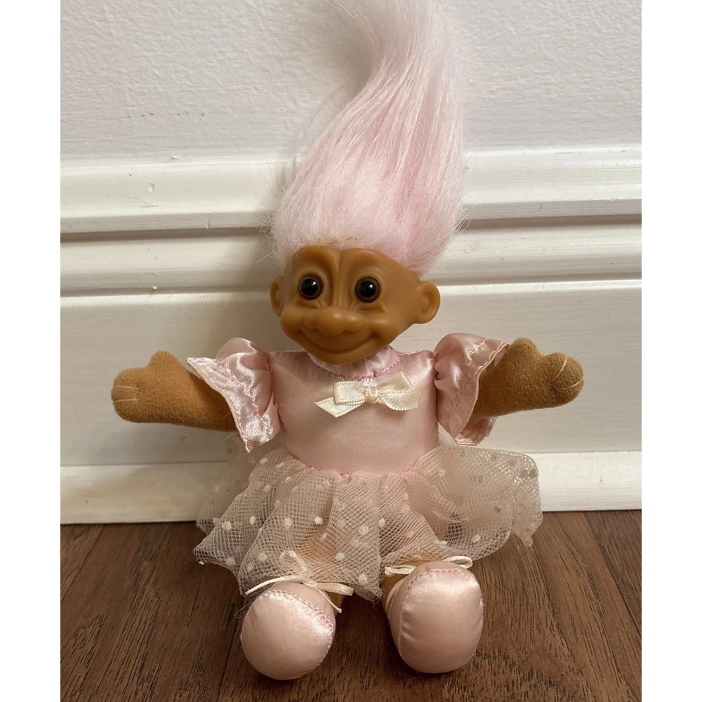 Vintage Russ Troll Doll Tu Tu the Ballerina 7" Pink Hair Ballet Dancer Figure